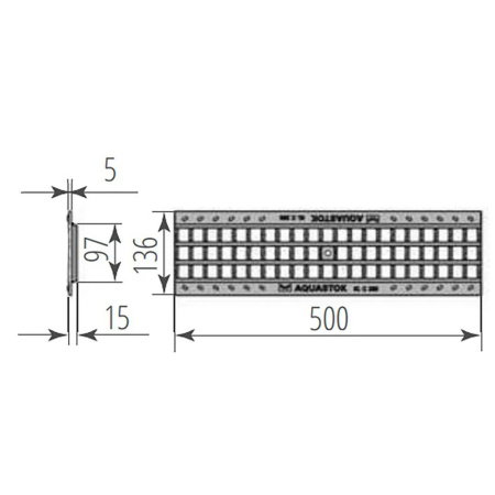 Картинка Решетка для лотка 500x136x15 мм пластик ячеистая AQUASTOK NORMA DN100 А15