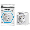 Картинка Розетка 1 местная ОП Dita 16А IP54 250В с з/к с прозрачной крышкой Белая TOKOV ELECTRIC