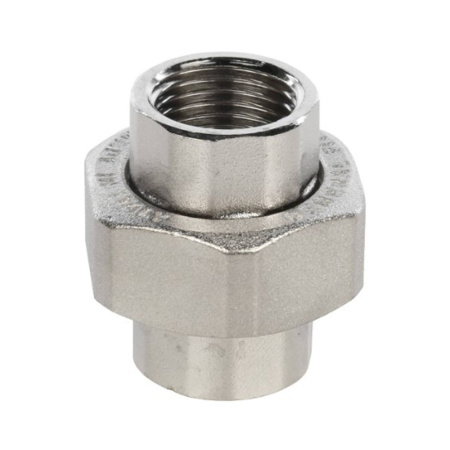 Картинка Сгон разъемный ВВ 1/2' прямой Американка никелированный STOUT