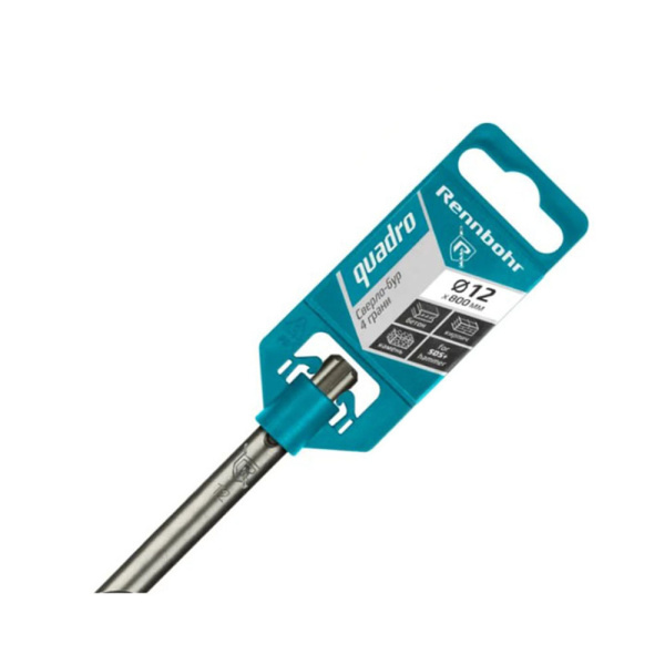 Картинка Бур 12х800 мм SDS-plus 4 грани RENNBOHR Quadro