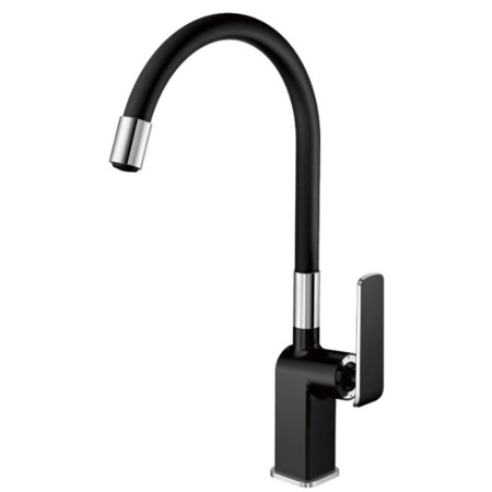 Смеситель для кухни гибкий силиконовый излив латунь VALFEX Orion Black VF.73548-7