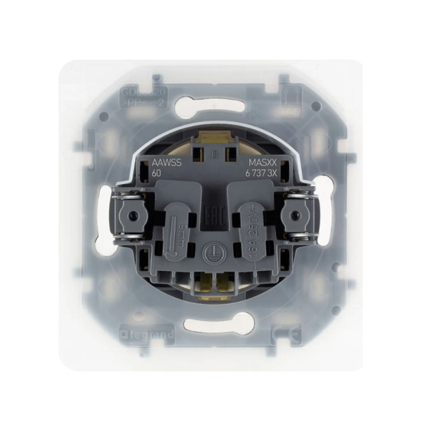 Картинка Розетка с заземлением IP 44 с крышкой и шторками Слоновая кость Legrand INSPIRIA