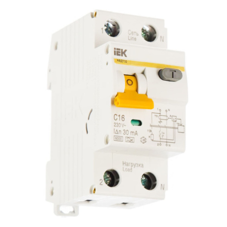 Картинка Выключатель автоматический дифференциальный АВДТ-32 1п+N 16А 30мА С IEK