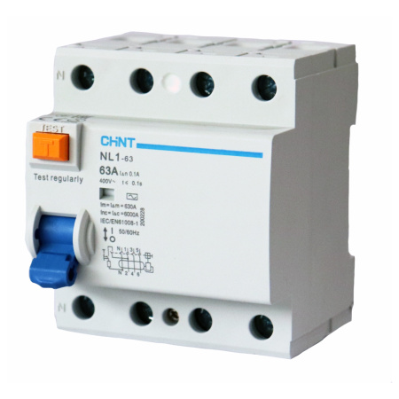 Картинка Выключатель дифференциального тока УЗО 4п 63А 100мА тип AC NL1-63 6кА CHINT