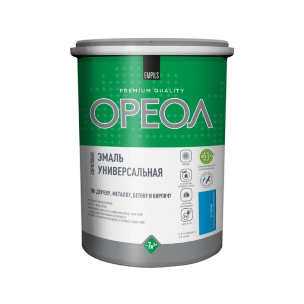 Картинка Эмаль акриловая Голубой глянцевый 1 кг Ореол