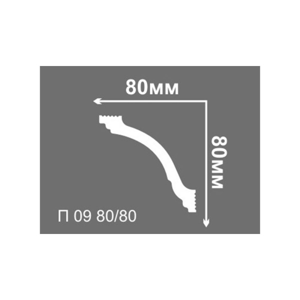 Картинка Плинтус потолочный П 09 80/80 мм 2 м Де-Багет