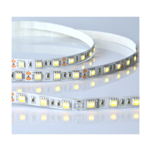 Картинка Светодиодная лента Uniel ULS-M25-5050-60LED/m-10mm-IP20-DC12V-14,4W/m-5M-3000K PROFI