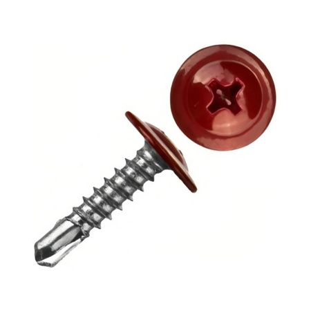 Картинка Саморез с пресс-шайбой 4.2х19 мм сверло RAL3005 Бордовый