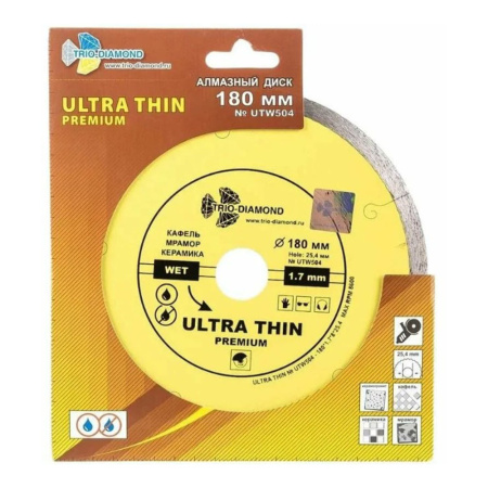 Картинка Круг Алмазный 180х1,7х25,4 мм сплошной премиум Trio-Diamond