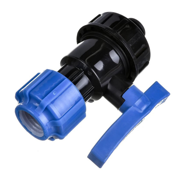 Картинка Кран шаровой компрессионный НР разъемный d 20х1/2" ТПК-АКВА Политэк