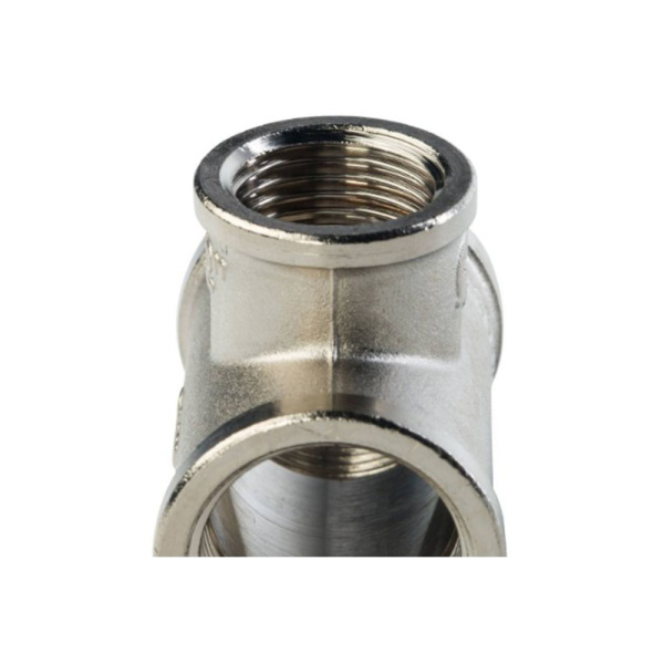 Картинка Тройник ВВВ 3/4"х1/2"х3/4" переходной никелированный STOUT