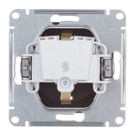 Картинка Розетка с заземлением со шторками Черная крышка Карбон 16А IP20 Systeme Electric ATLASDESIGN