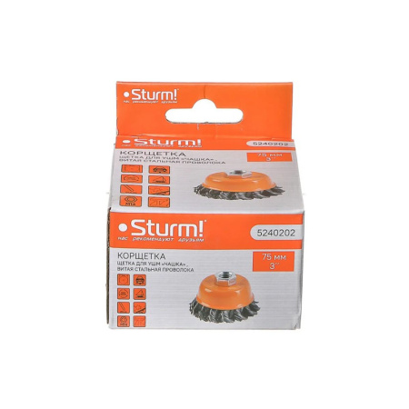 Картинка Щетка чашка для УШМ 75 мм Витая Sturm