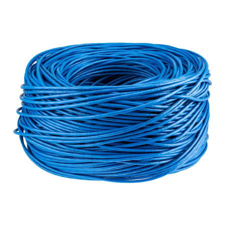 Картинка Кабель интернет витая пара U/UTP CAT 6 PVC 23AWG Cu 0,57мм Синий REXANT