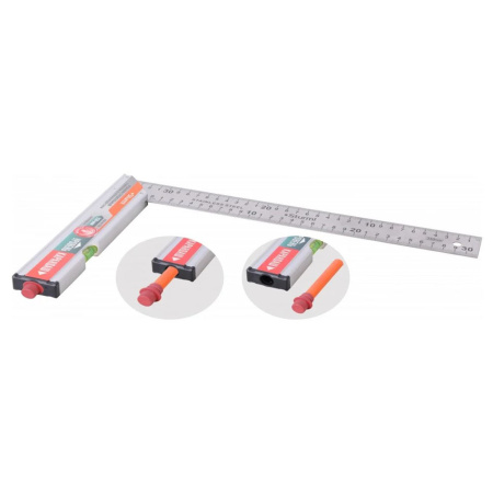 Картинка Угольник с уровнем и карандашом КУЛИБИН 350 мм Sturm
