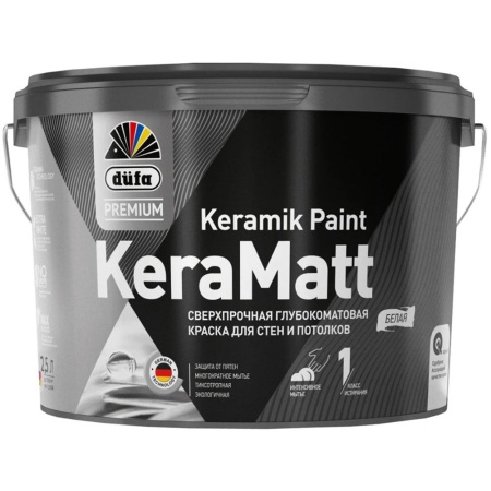 Краска сверхпрочная для стен и потолков BW 2,5 л глубокоматовая Dufa Premium Keramik Paint KeraMatt