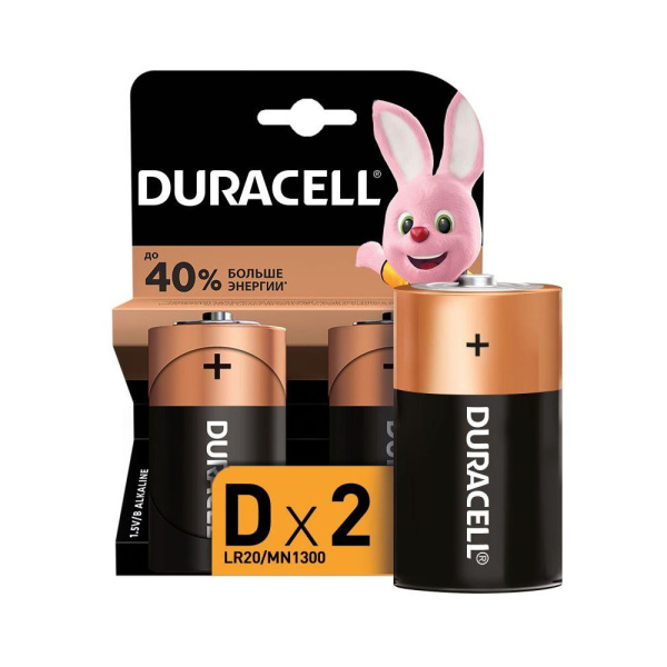 Картинка Duracell элемент питания алкалиновый LR20 BP-2 блистер 2 штуки