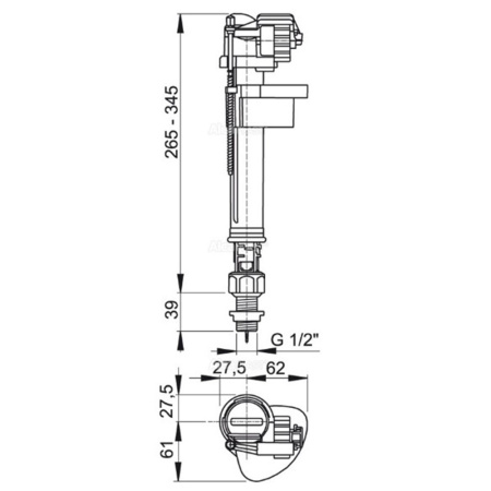 Картинка Арматура для бачка наливная 1/2" нижнее подключение Alca Plast A18-1/2"