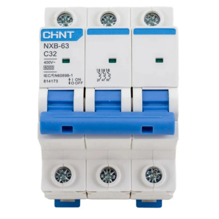 Картинка Выключатель автоматический модульный 3п C 32А 6кА NXB-63 CHINT