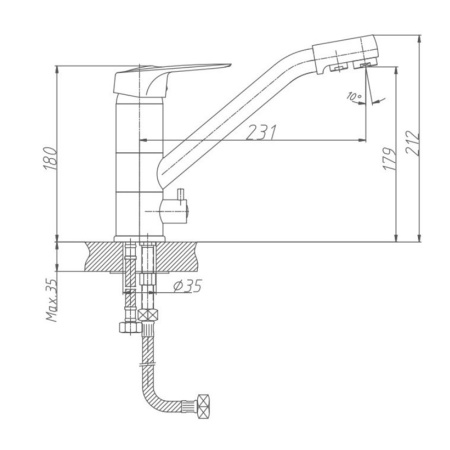 Картинка Смеситель для кухни с подключением фильтра латунь VALFEX Alioth Сhrome