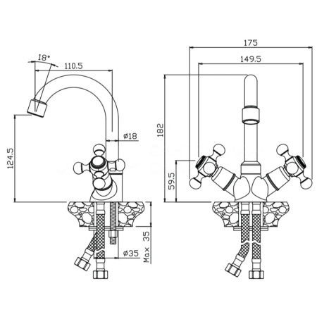 Картинка Смеситель с поворотным изливом для раковины Olives серия Girona