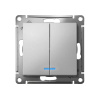 Выключатель 2 клавиши с подсветкой в рамку 10А Алюминий Systeme Electric ATLASDESIGN