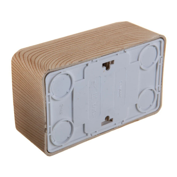 Картинка Розетка 2-ная накладная с заземлением со шторками Сосна Systeme Electric Этюд