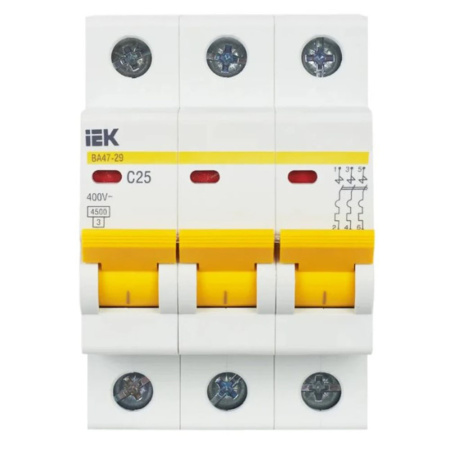 Картинка Выключатель автоматический 3п 25А С ВА47-29 4.5кА IEK