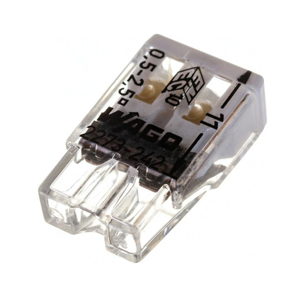 Картинка Клемма 2-х проводная Белая 0.5-2.5 мм для распределительной коробки с пастой WAGO