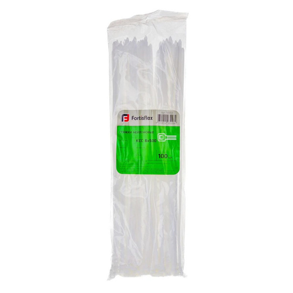 Картинка Стяжка нейлоновая КСС 8x500 мм Белые КВТ Fortisflex