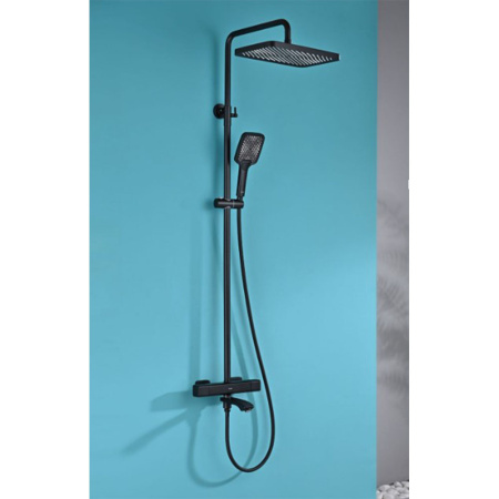 Изображение Душевая система для ванны с термостатом Черный RAGLO 9R01.26.06 Картинка Душевая система для ванны с термостатом Черный RAGLO 9R01.26.06