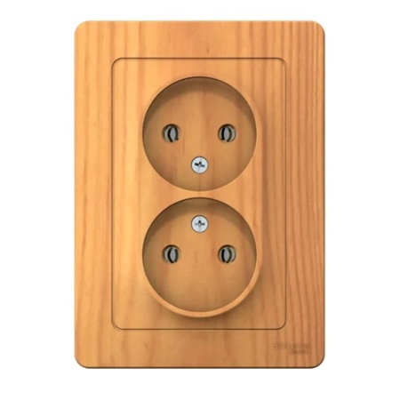 Розетка скрытая двухместная без заземления без шторок Ясень System electric Blanca
