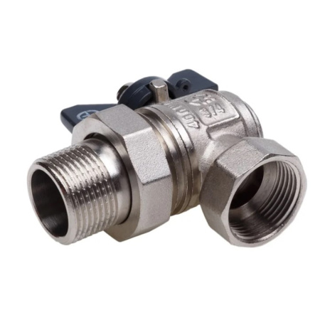 Картинка Кран с американкой угловой ВН 1/2 LU бабочка никелированный AQUALINK