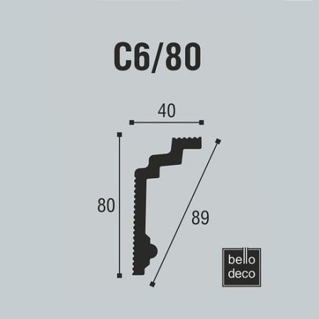 Картинка Плинтус потолочный Bello-Deco С6/80 длина 2 м