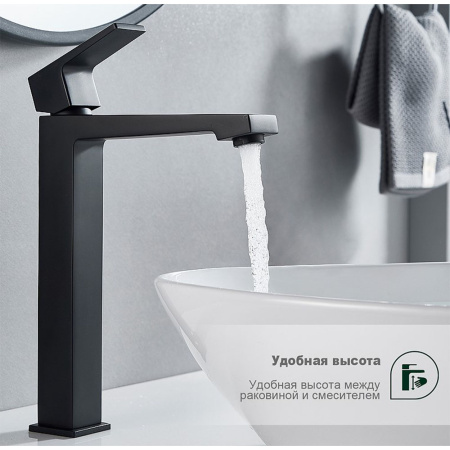 Картинка Смеситель для умывальника высокий Черный SPLENKA 9S01.15.06