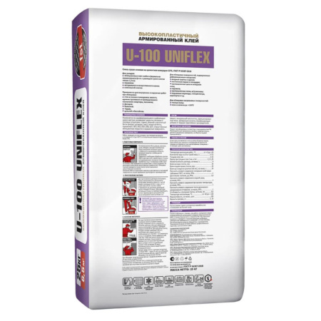 Картинка Клей плиточный эластичный 25 кг Юнис Унифлекс U-100
