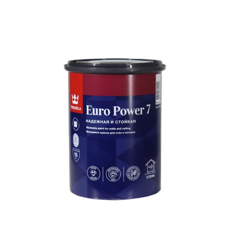 Краска Tikkurila EURO POWER 7 моющаяся краска для стен и потолка 0.9 л База А