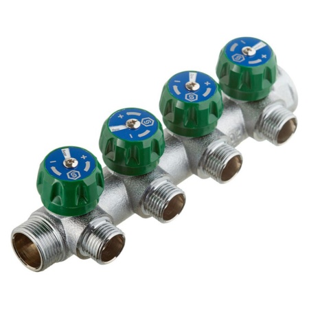 Коллектор регулирующий 3/4" 4 выхода 1/2" наружная резьба STOUT