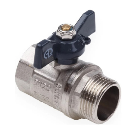 Картинка Кран шаровой ВН 3/4" бабочка Латунь никелированный AQUALINK