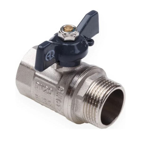 Картинка Кран шаровой ВН 3/4" бабочка Латунь никелированный AQUALINK