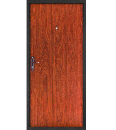 Картинка Дверь Форпост 53 Орех размер 880х2050 мм левая с цилиндрическим замком и дверной фурнитурой