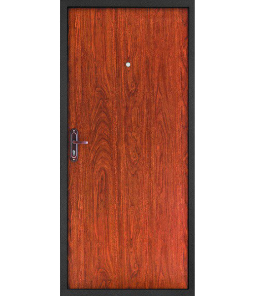 Картинка Дверь Форпост 53 Орех размер 880х2050 мм левая с цилиндрическим замком и дверной фурнитурой