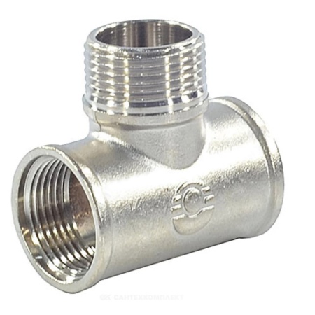 Тройник ВР-НР-ВР 1/2" х 1/2" х 1/2" латунный переходной никелированный VALFEX