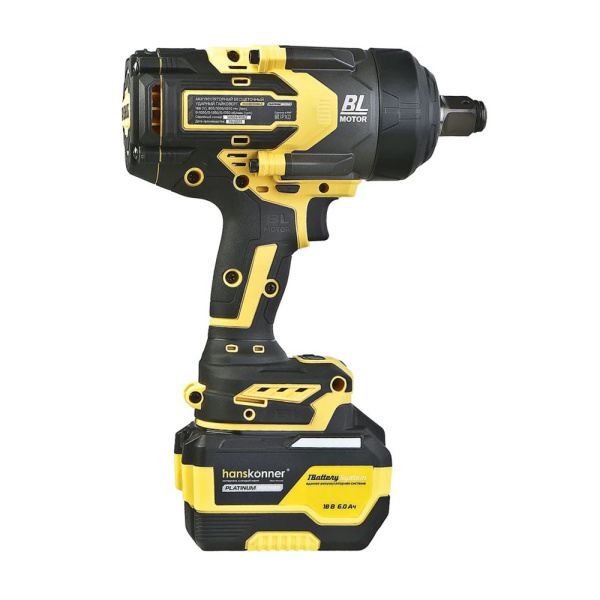 Картинка Гайковерт ударный аккумуляторный 18В 1300 Нм 3/4" 1х6 А\ч кейс Hanskonner PLATINUM