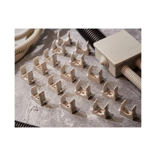 Картинка Держатель-клипса с защелкой для монтажного пистолета Ø 25 мм для труб Серая REXANT