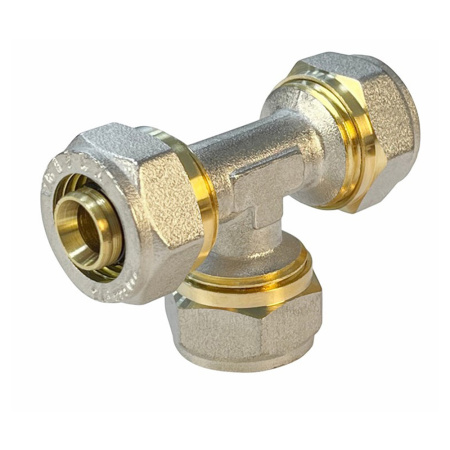 Картинка Тройник обжимной для труб металлопласт 20x16x20 PE-RT/Al/PE-RT Valfex