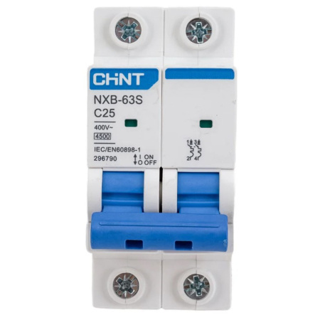 Картинка Выключатель автоматический 2п С 25А 4.5 кА NXB-63S CHINT