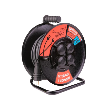 Удлинитель силовой на катушке КГ-ХЛ 3х1,5 4 гнезда 30 м IP44 с з/к РЫЖАЯ ТАКСА