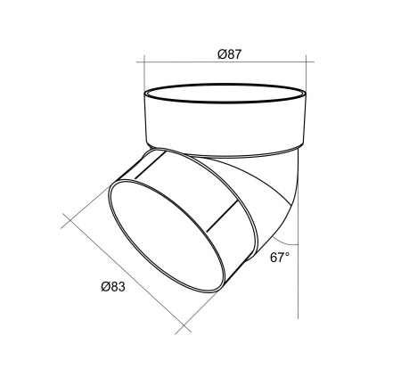 Картинка ПВХ Колено трубы Grand Line 67 градусов Коричневое RR 32