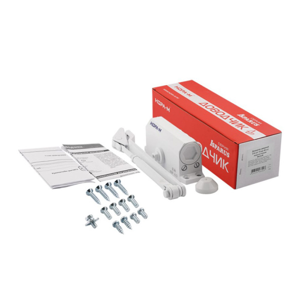 Картинка Доводчик дверной 410 Isparus от 15 до 60 кг Белый НОРА-М